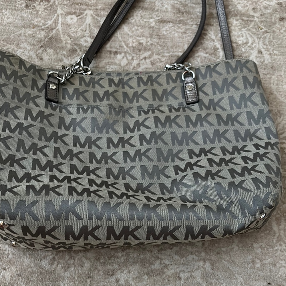 Michael Kors Black and Gray Monogram Shoulder Bag